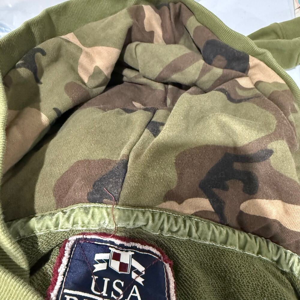 Vintage Y2k Hooded Sweatshirt Cardigan Jacket Camo Lined Utility Grunge Rugby XL - Picture 5 of 8